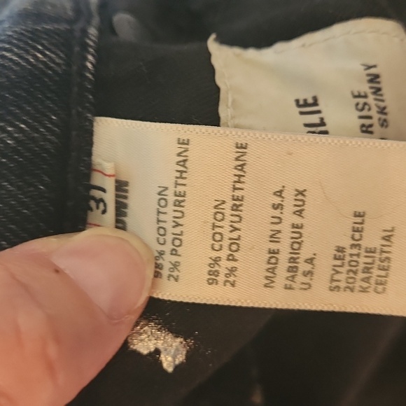 NWT Baldwin Kansas City KARLIE High Rise Cropped Skinny Jeans Black Paint Splat - Picture 6 of 10